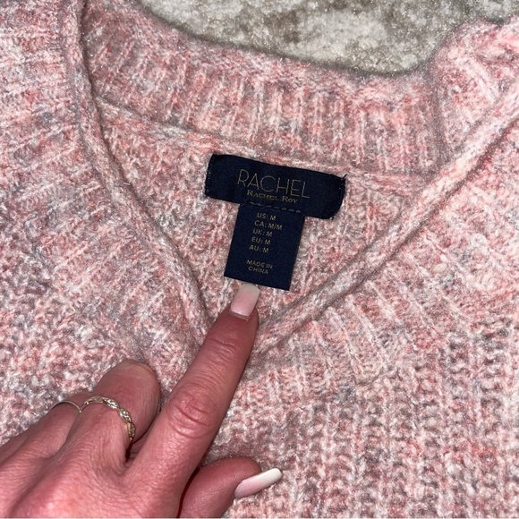 Rachel Roy pale pink speckled knitted crew neck long sleeve sweater soft SZ M - Picture 8 of 11
